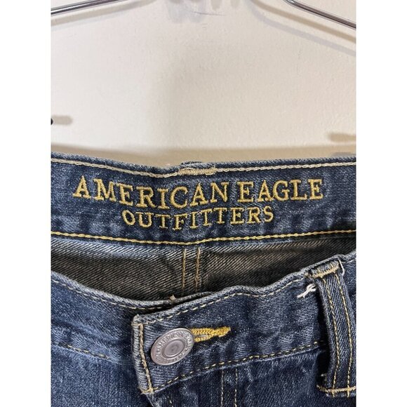 American Eagle Jean Men 36 Blue Dark Wash Loose Preppy Straight Leg Western Y2K - Picture 2 of 13